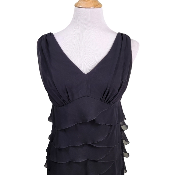 Jones New York Black Layered Tiers Shutter Pleat Dress sz 10 - Picture 3 of 8